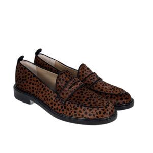 Ann Taylor Leopard Calf Hair Loafers Women’s 6.5 Brown Animal Print